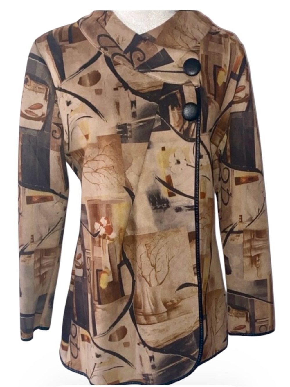 Vintage Adore 90s Abstract Art Print Tunic Jacket Asymmetrical M